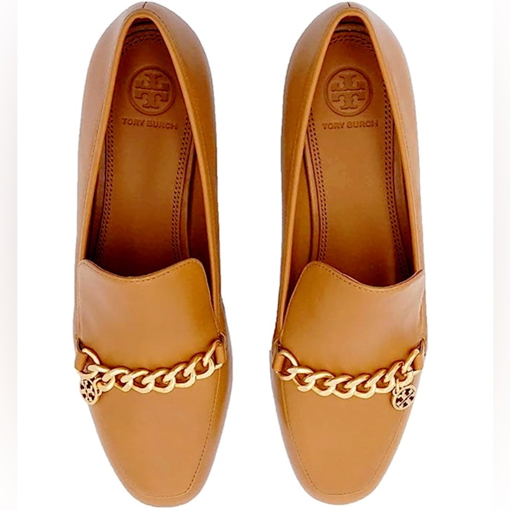 Tory Burch Mini Benton Calf Leather 20mm Charm Loafer in Ambra Tan sz 7 - Picture 7 of 9